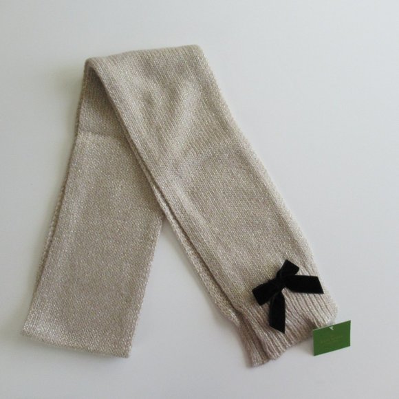 Kate Spade New York Western Velvet Metallic Bow Muffler Scarf NWT $98 - Picture 7 of 7